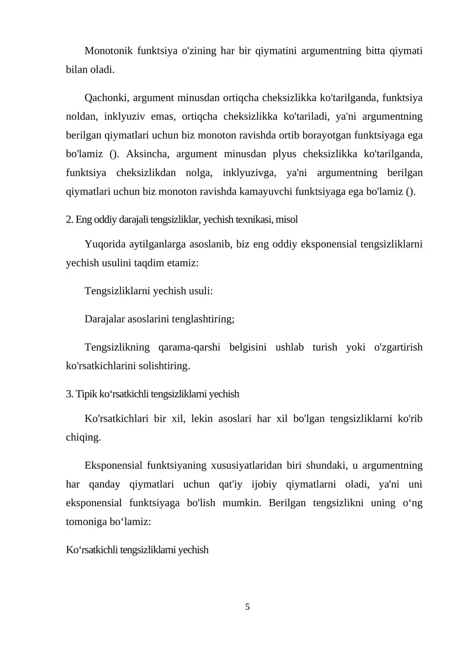 Ko’rsatichli tengsizliklar va ularni o’rganish 4