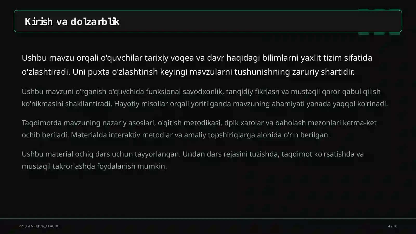 Mustaqil O'zbekistonning davlat ramzlari va Konstitutsiyasi (11-sinf) 4