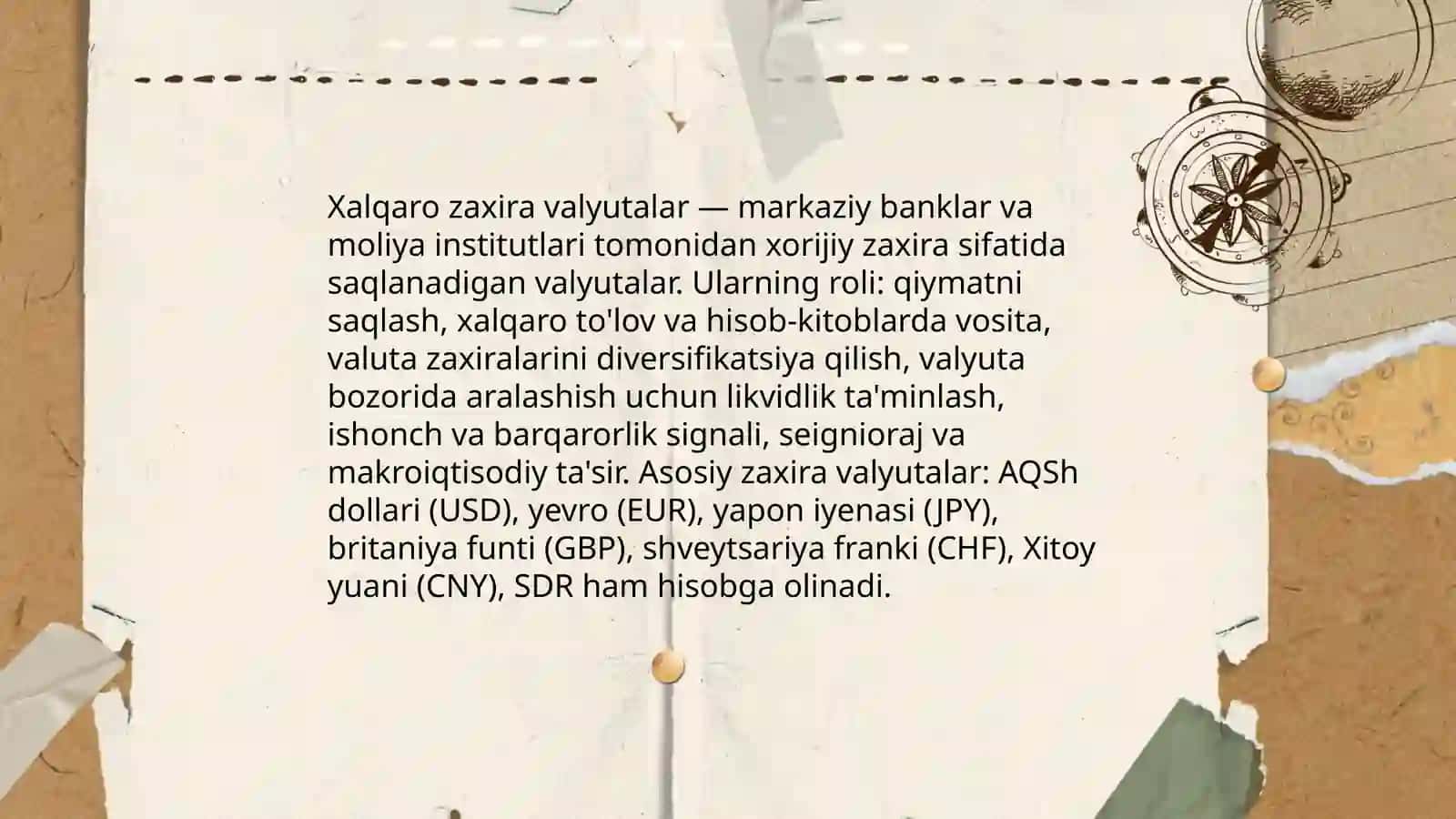 Pulning xalqaro muomiladagi oʻrni va funksiyalari 4