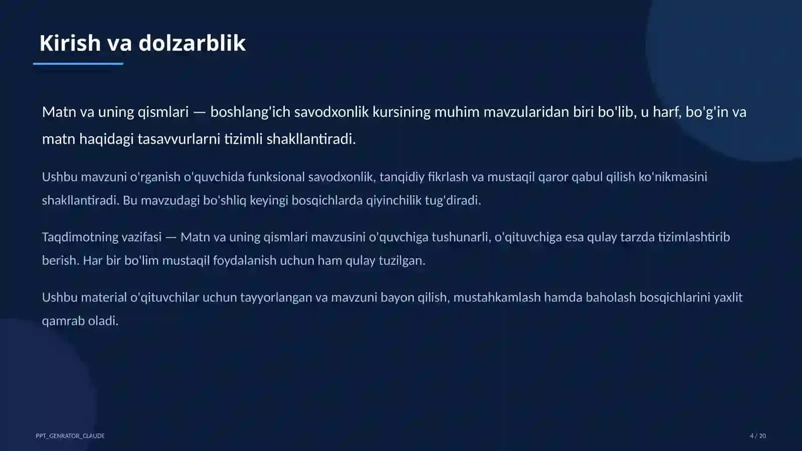 Matn va uning qismlari (3-sinf) 4
