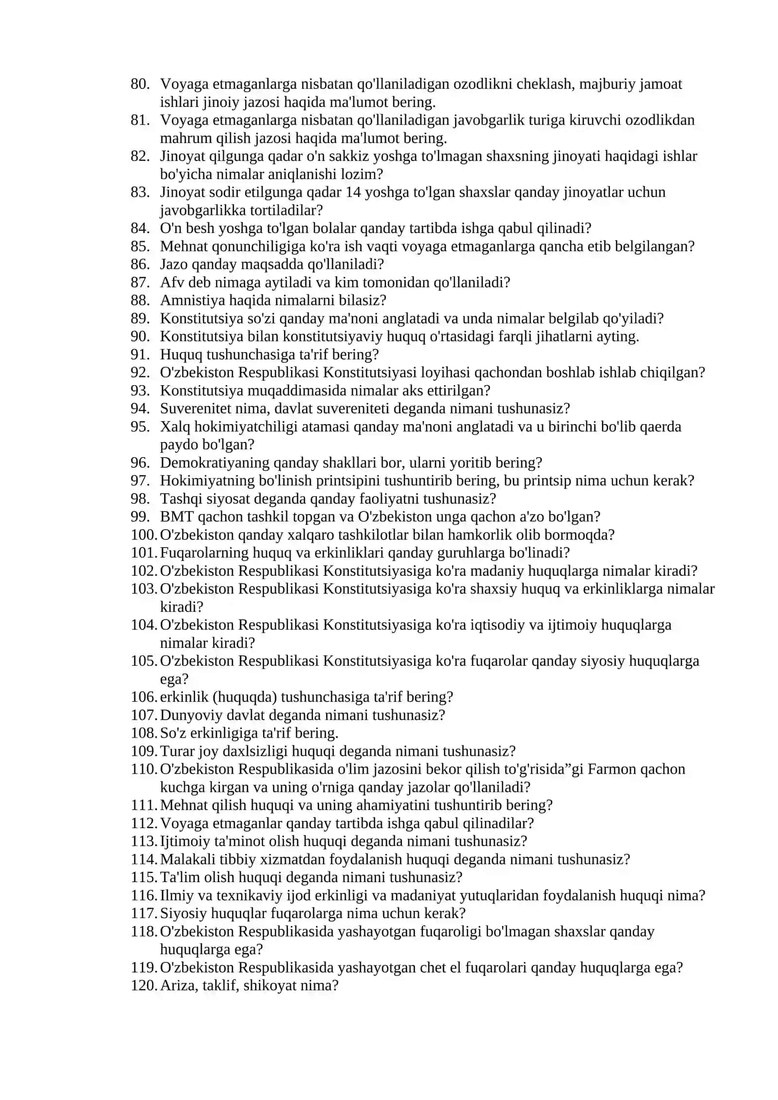 Ichki ishlar organlariga nomzodlarni saralab olish bosqichida tushadigan savollar 4