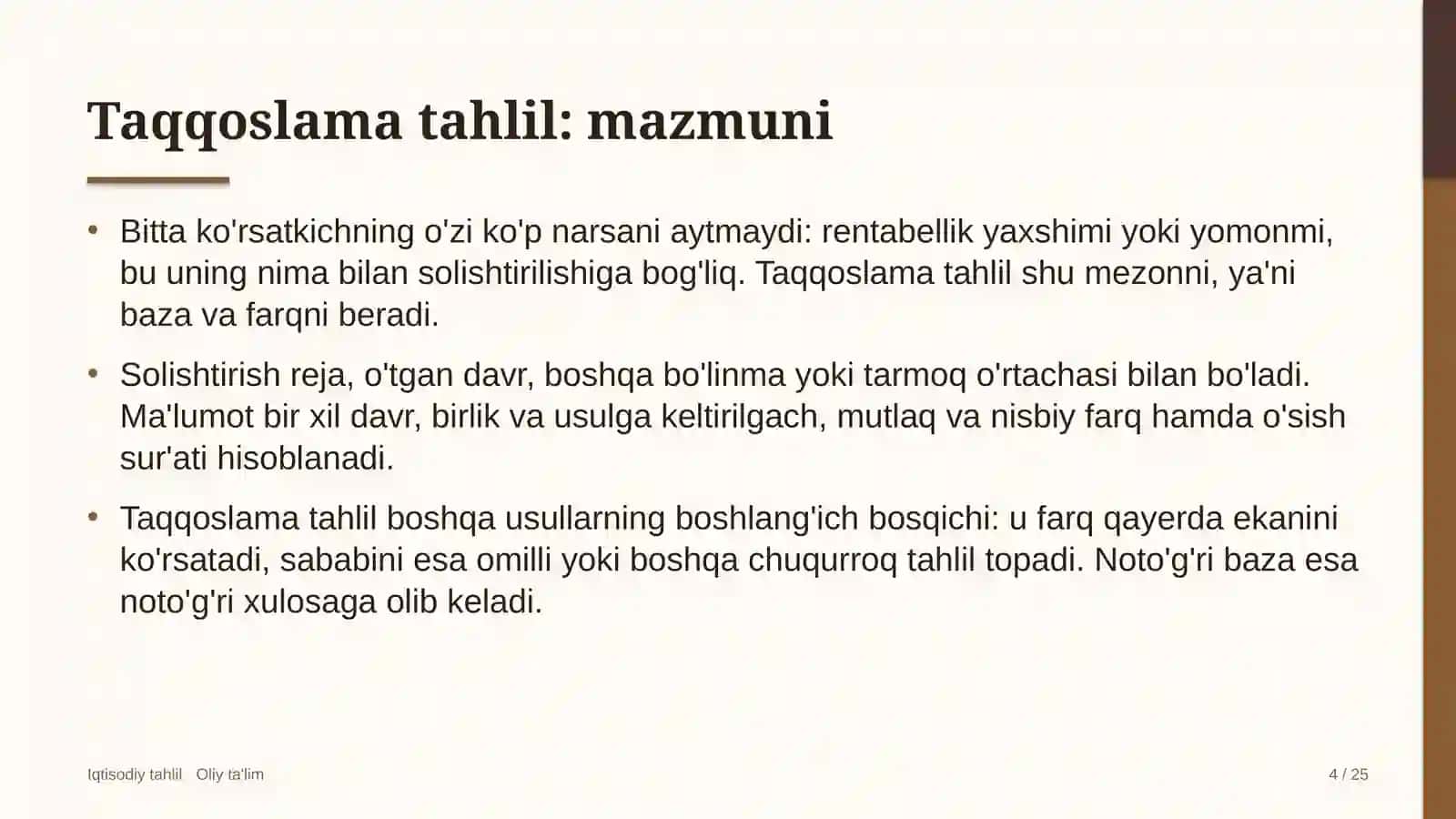 Taqqoslama tahlil: mohiyati 4