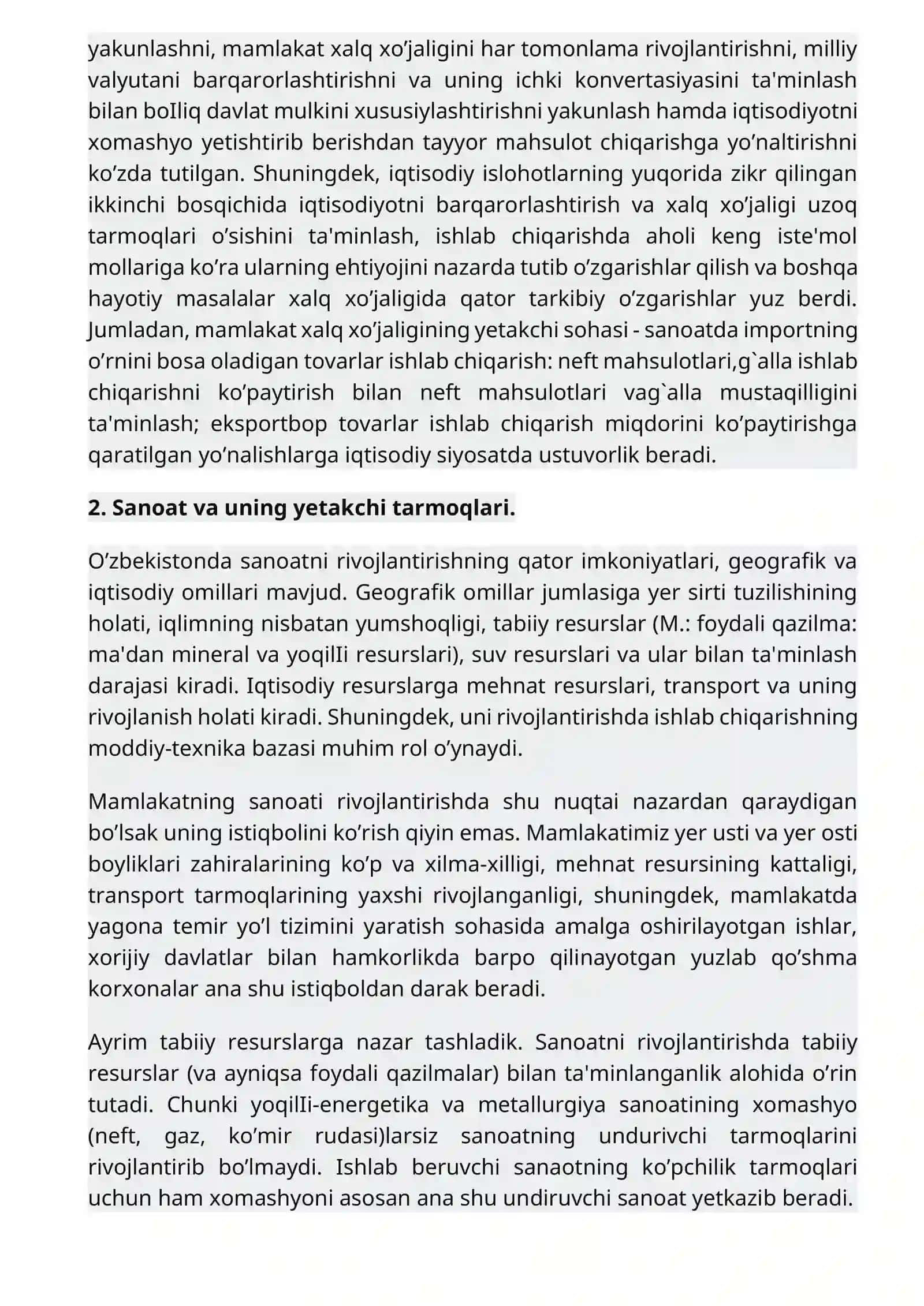 Qishloq xo'jaligi va sanoat sohasidagi o'zgarishlar 4