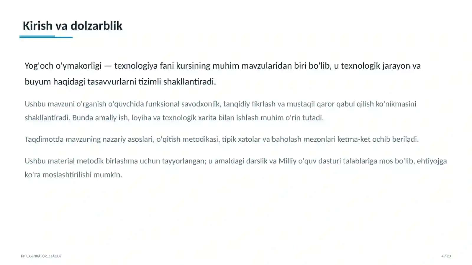 Yog'och o'ymakorligi (7-sinf) 4