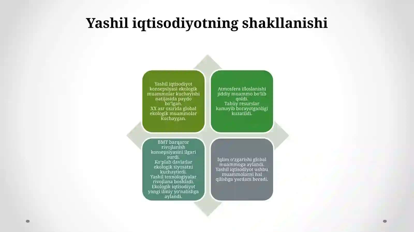 Yashil iqtisodiyot fanining asosiy vazifalari 4
