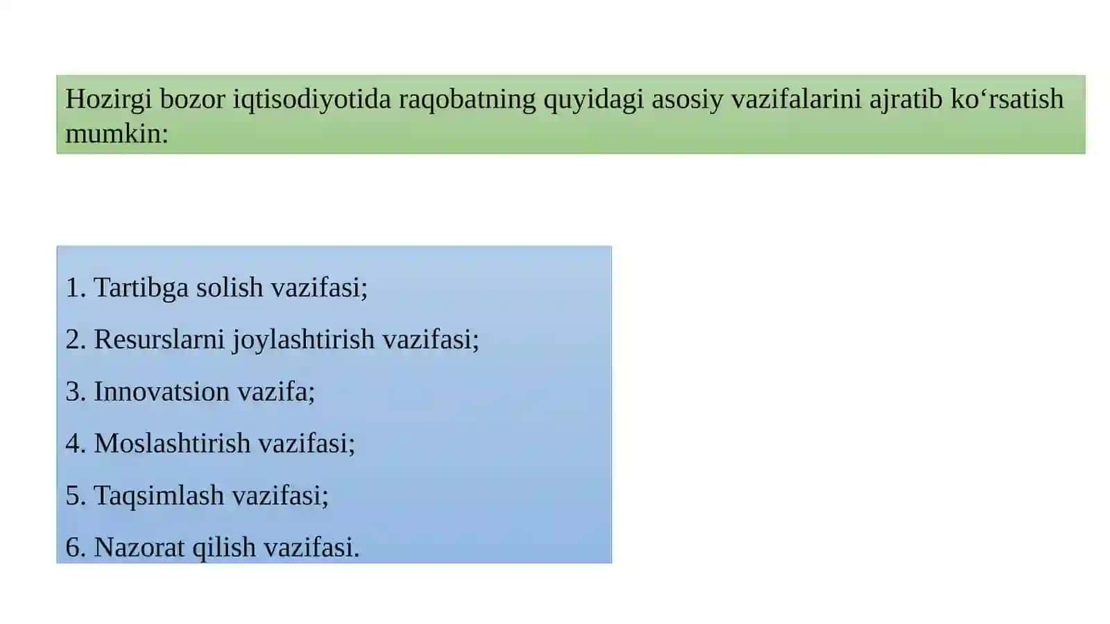 Raqobat, raqobatbardoshlik va raqobat muhitini tushunchalari hamda ularning iqtisodiy mohiyati 4