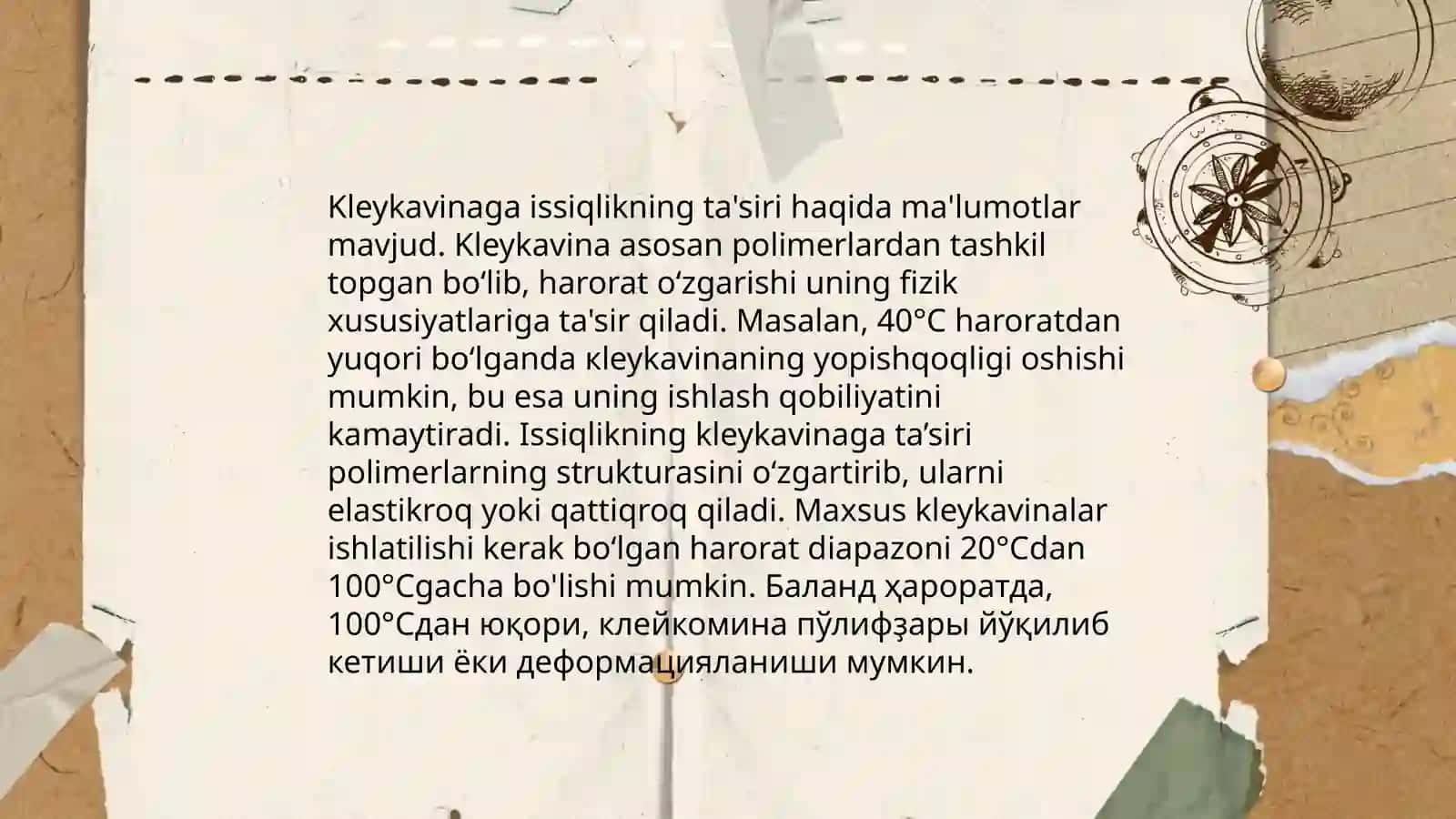Kleykavinaning issiqlik xarorati ta'sirida bog‘lanish xususiyatlarining o‘zgarishi 4