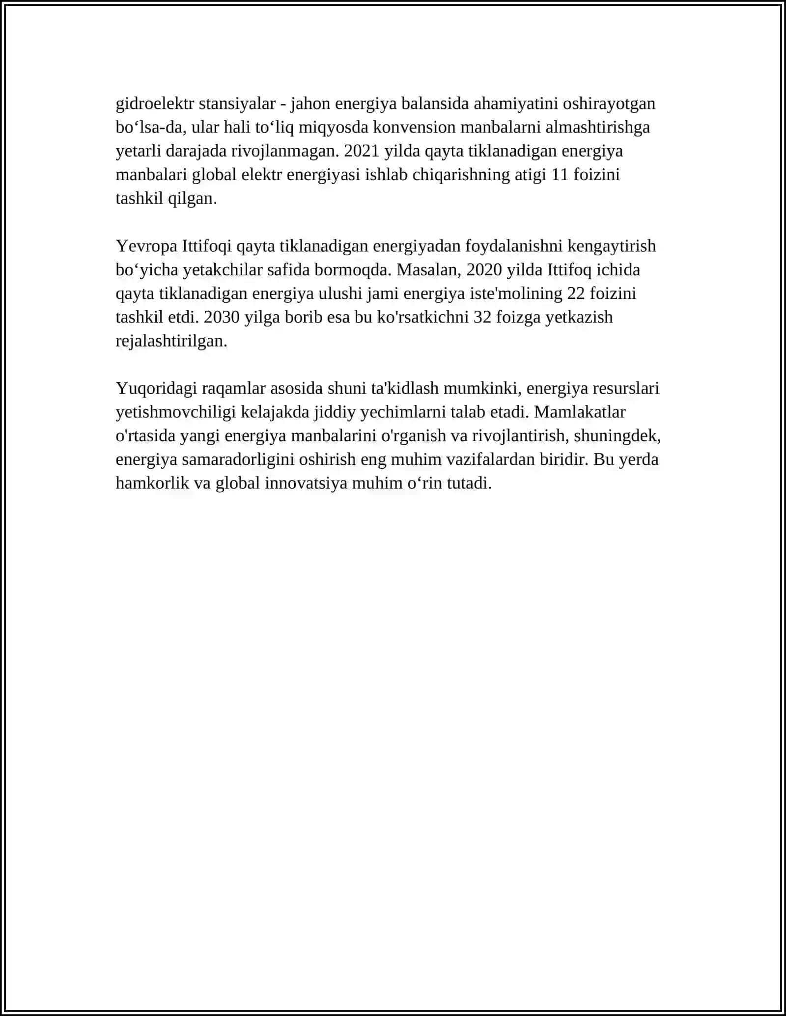 2- JAHONDA YOQINLGʻI ENERGETIKA RESURSLARINING YETISHMASLIGI VA ENERGIYA ISTEʼMOLINING ORTIB BORISHI 4