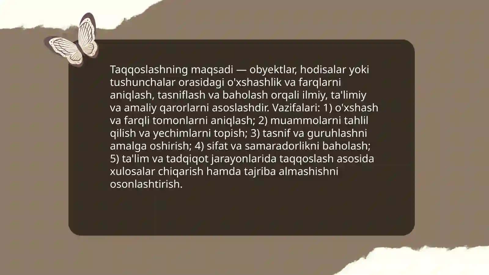 Taqqoslash haqida ma'lumot 4