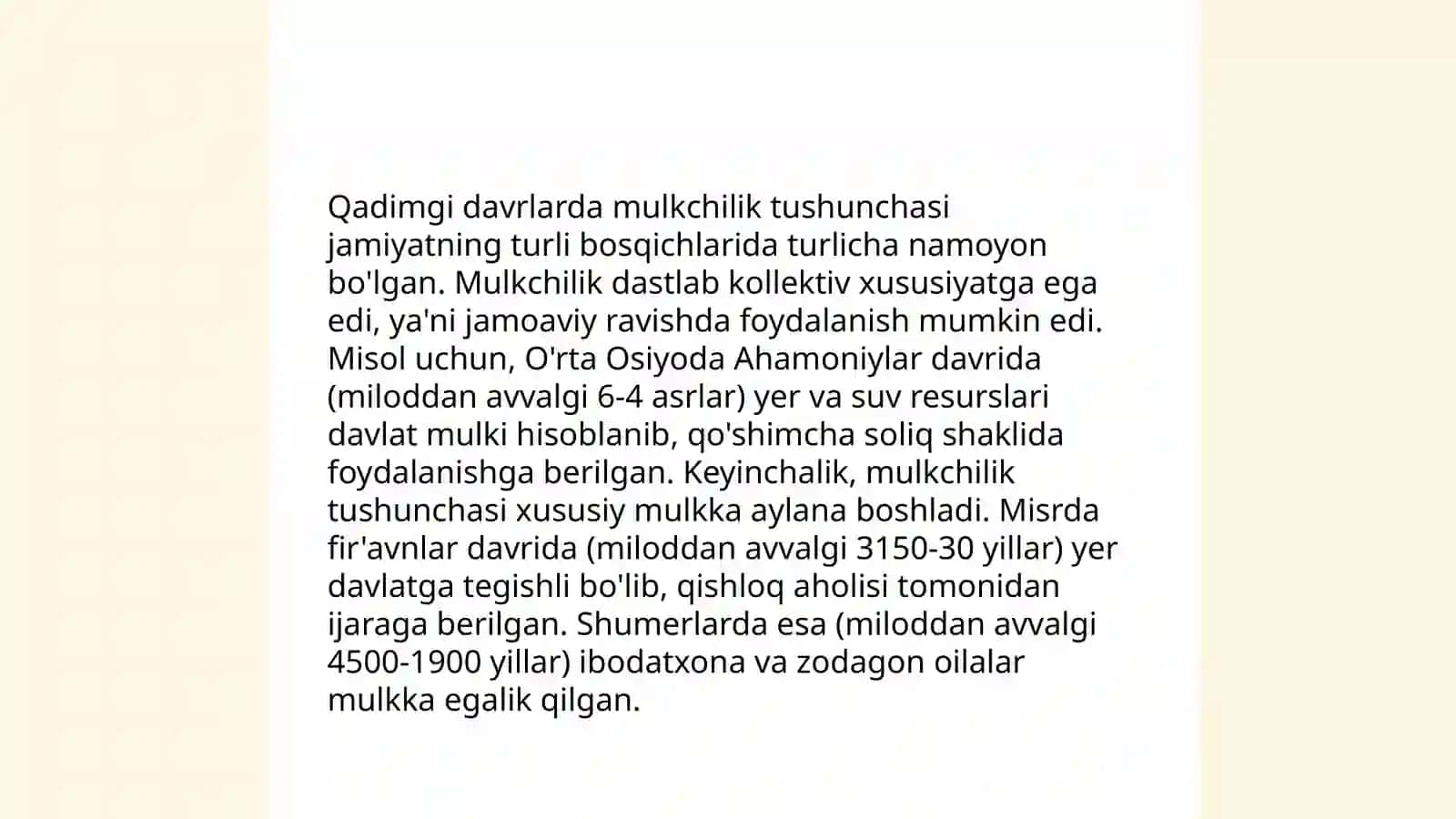 Mulk huquqi nazariyasi. Mulkchilik shakllari evolyutsiyasi 4