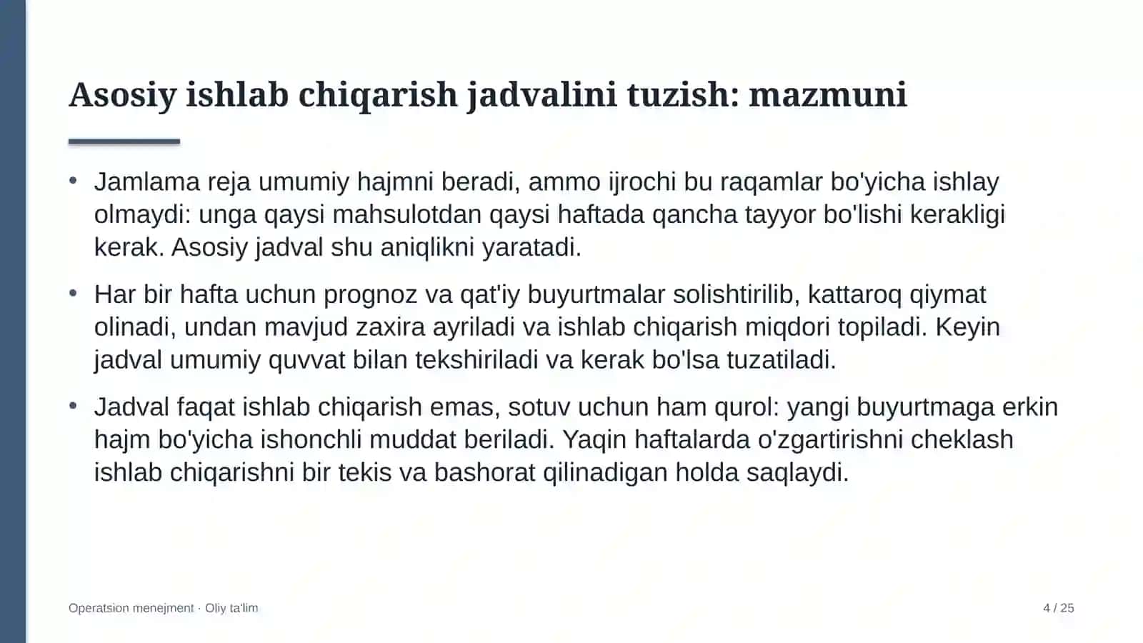 Buyumlar interneti sohasida asosiy ishlab chiqarish jadvalini tuzish 4