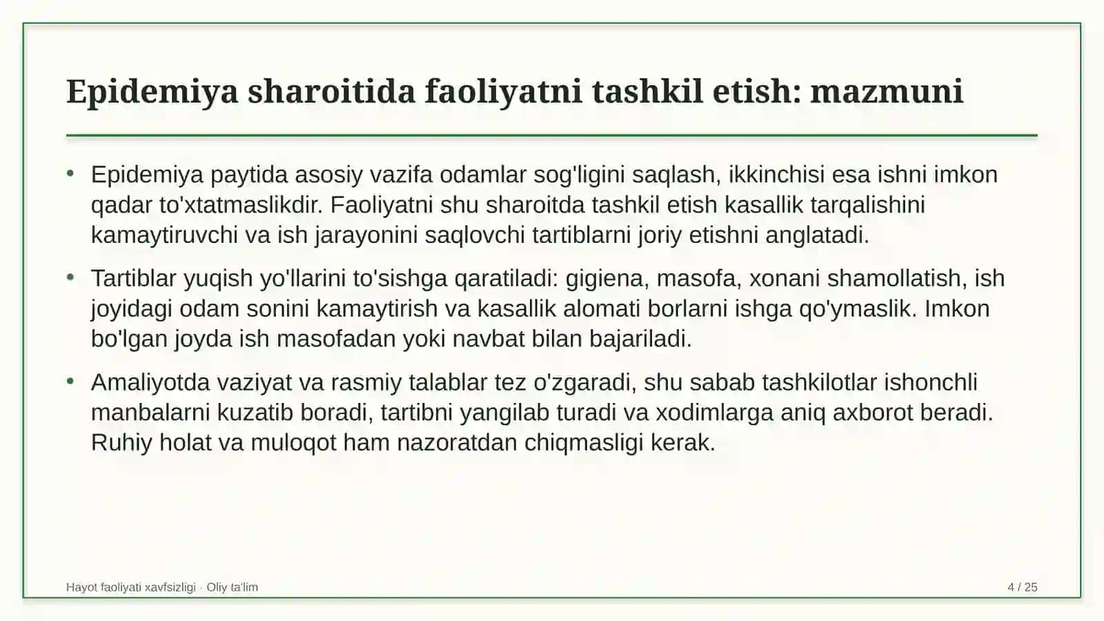 Xorijiy universitetlar filiallarida epidemiya sharoitida faoliyatni tashkil etish 4
