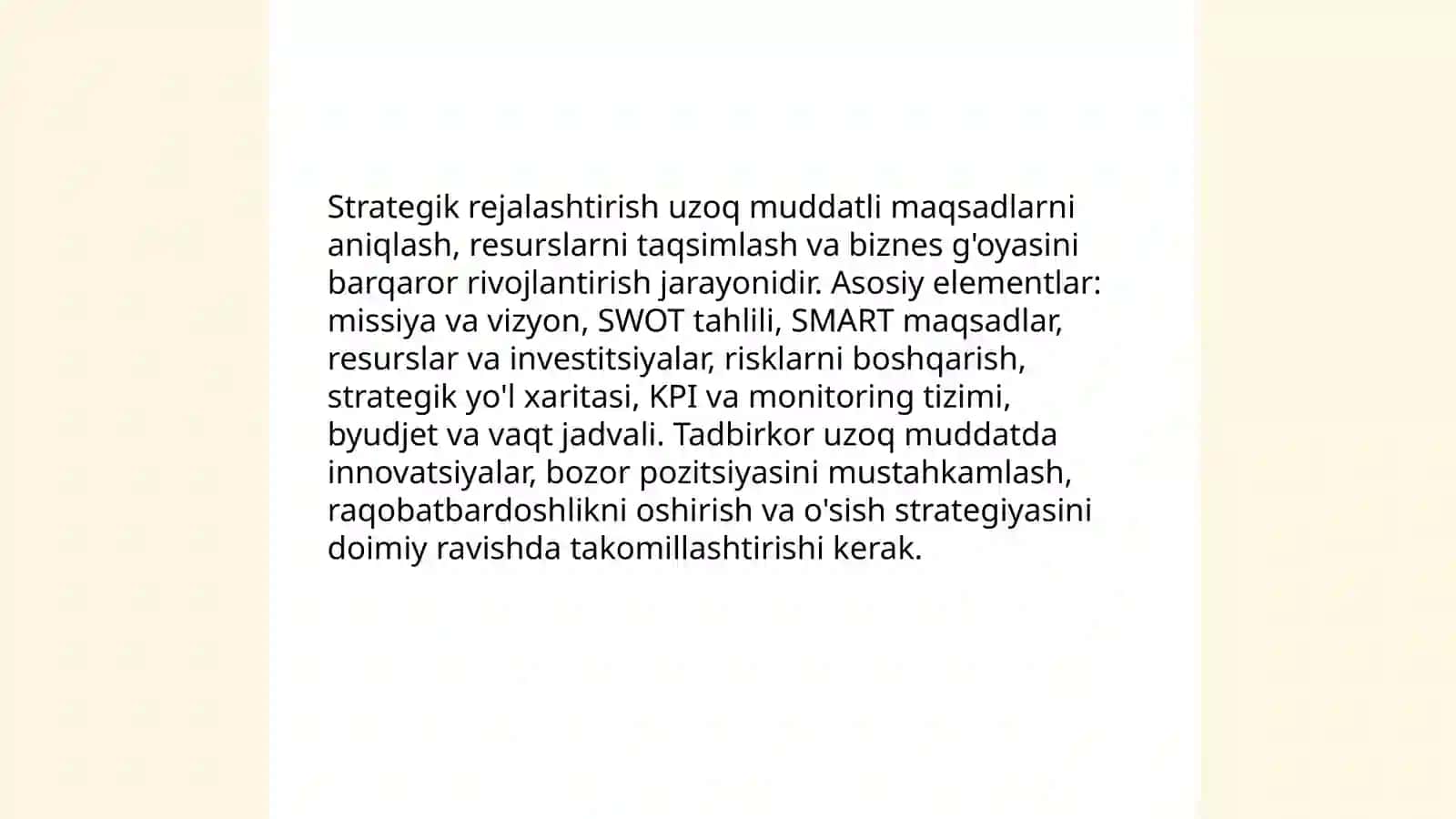 Tadbirkorning sifat fazilatlari, tadbirkorlik strategiyasi va taktikasi 4
