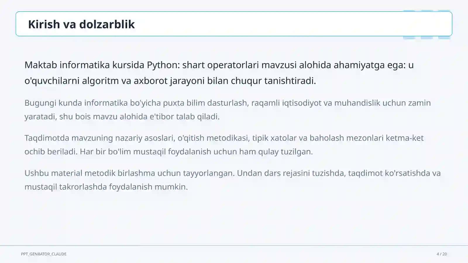 Python: shart operatorlari (8-sinf) 4