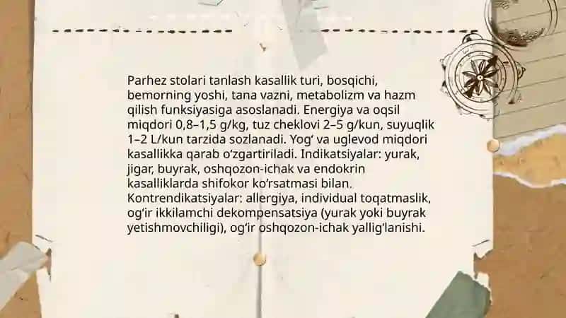 Bemorlarni ovqatlantirish.Davolovchi(shifobaxsh)parhezlar( parhez stollari 4