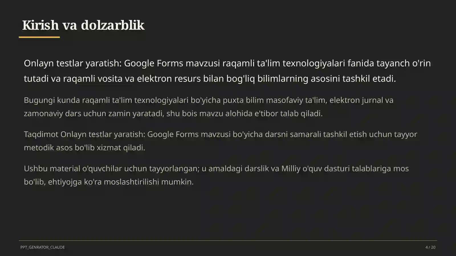 Dars rejasi 4