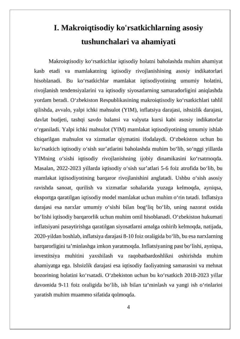 O'zbekiston Respublikasi Iqtisodiyotining Makroiqtisodiy Ko'rsatkichlari Tahlili 4