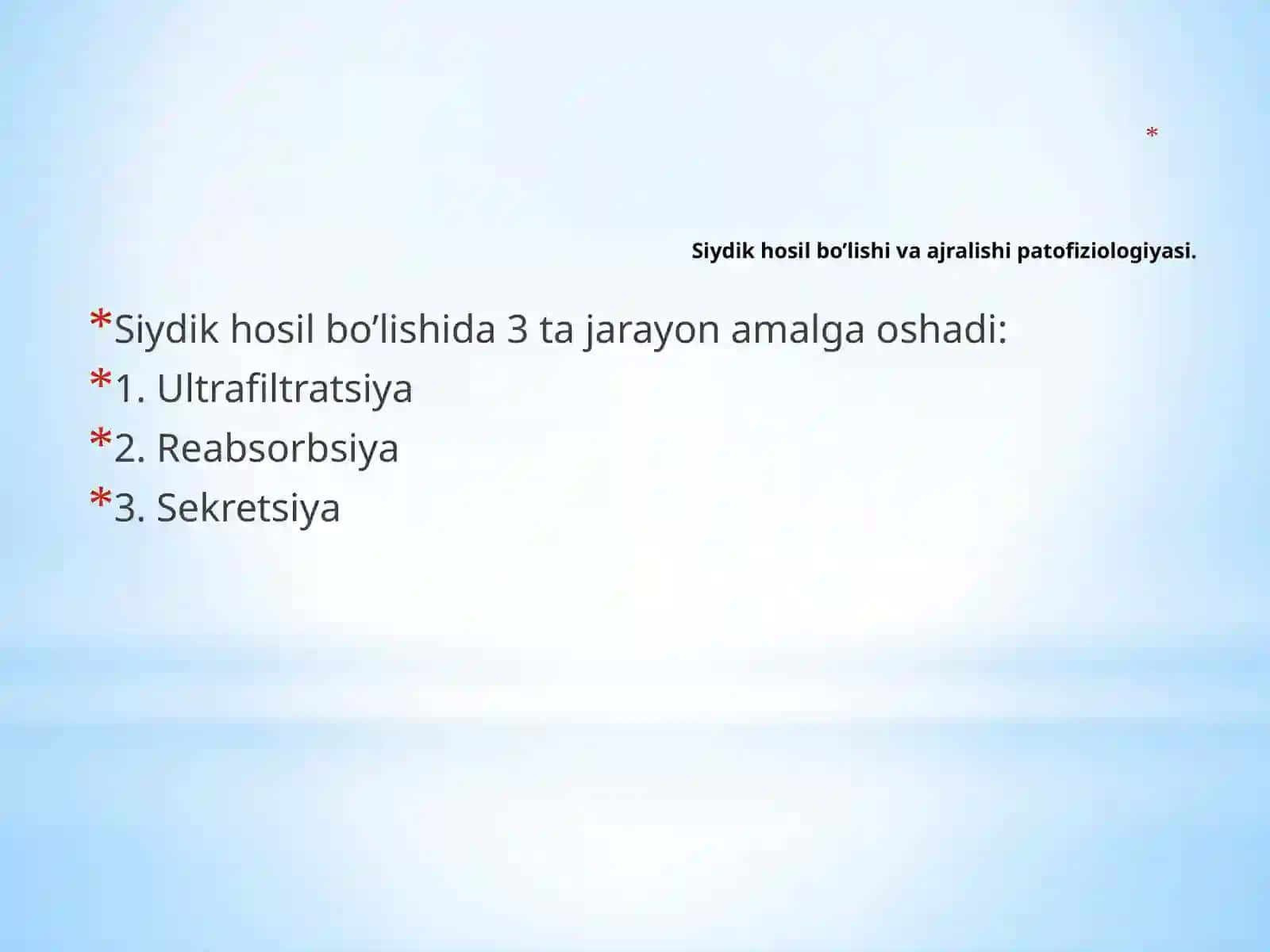 Buyrak patofiziologiyasi. O’tkir glomerulonefrit va pielonefrit etiopatogenezi 4