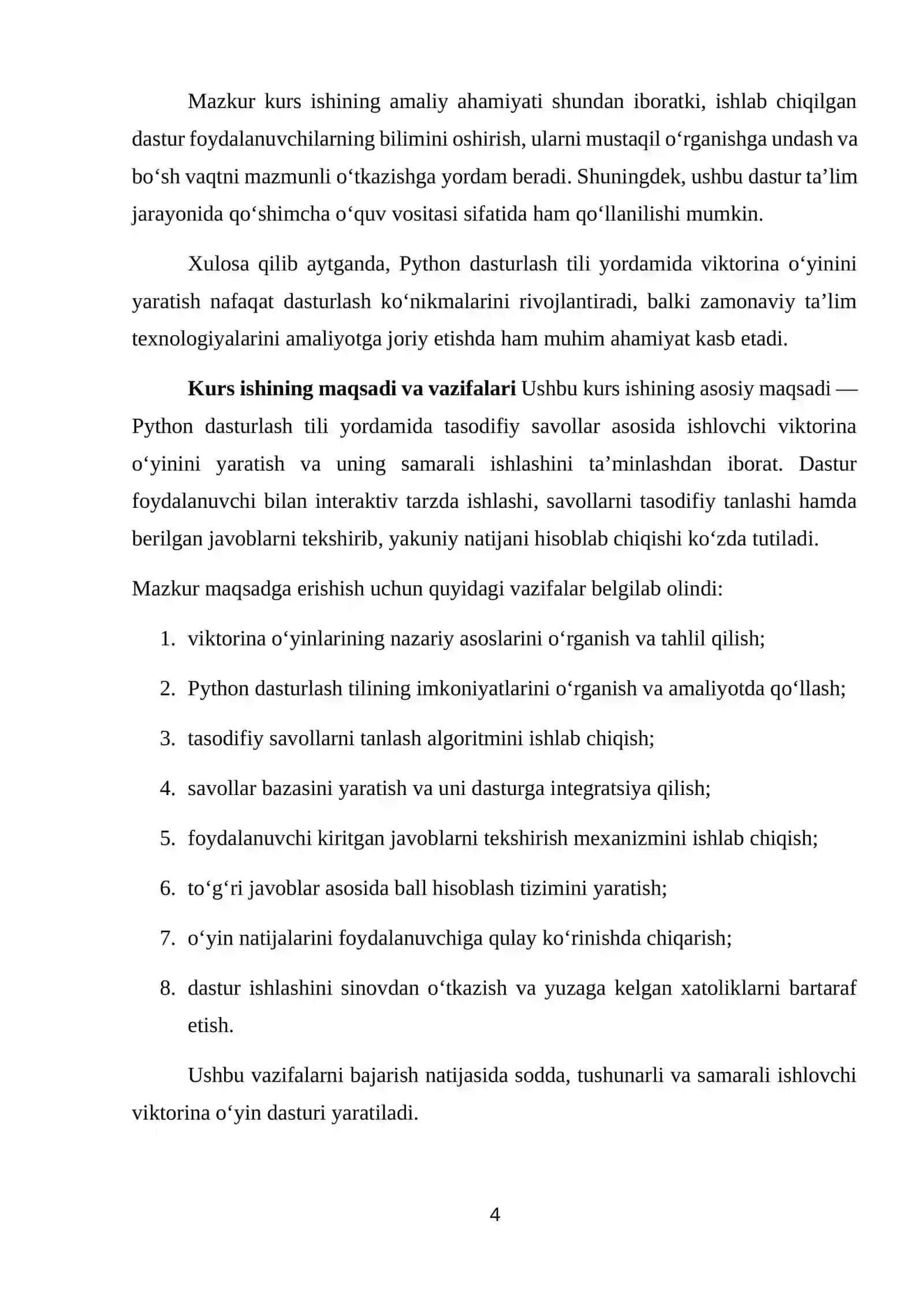 Python dasturlash tilida tasodifiy savollar asosida viktorina o'yinini yaratish PDF 4