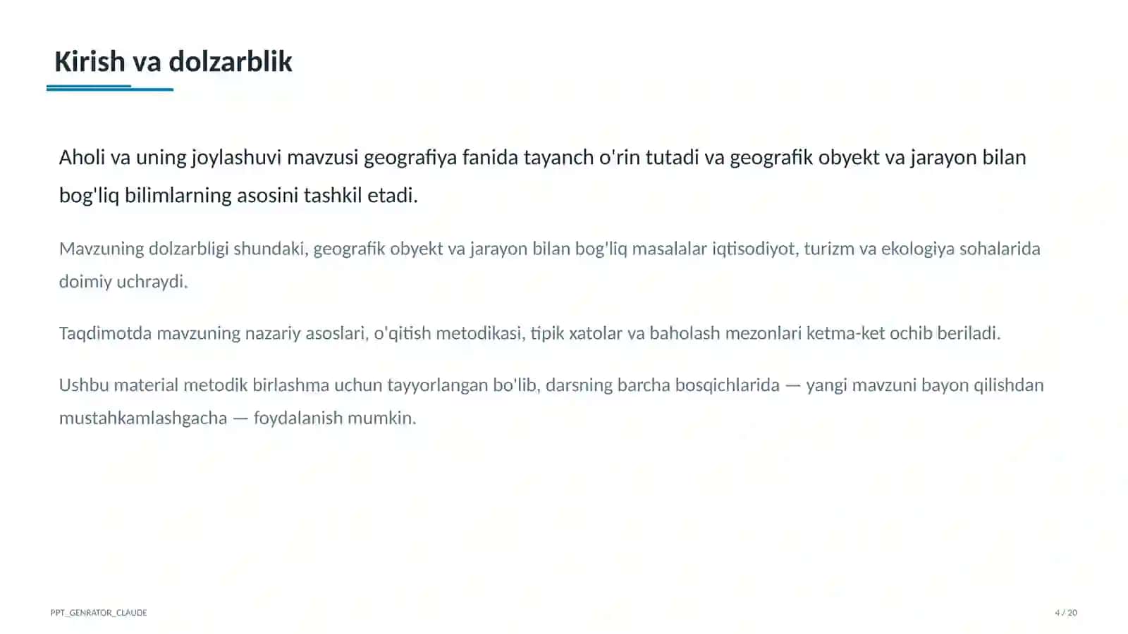 Aholi va uning joylashuvi (6-sinf) 4