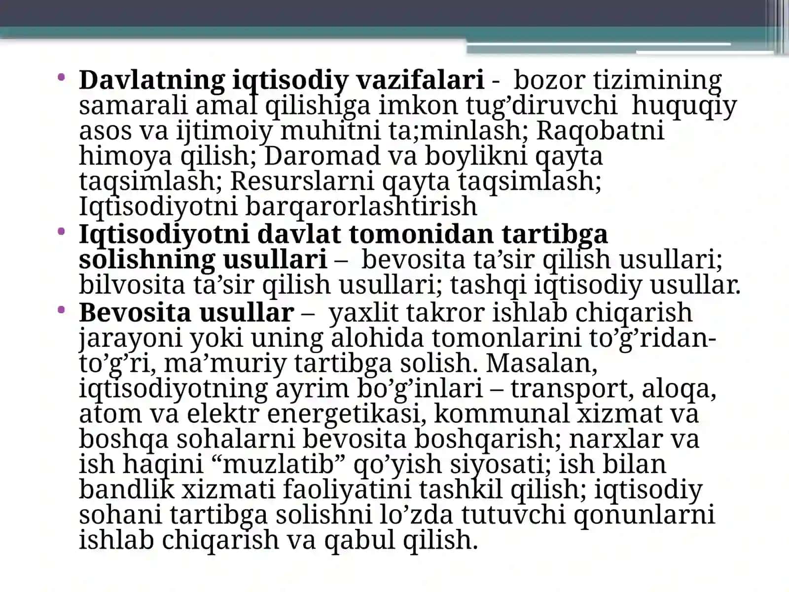 Korxonalar faoliyati n davlat tomonidan tartibga solish tartibi 4