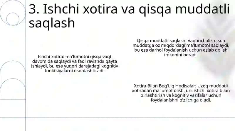 Xotira Bilan Bog'Liq Hodisalar. Tafakkur Va Ong 4