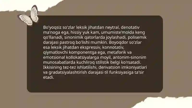 Umumiste'moldagi hissiy ta'siriy bo'yoqsiz va boyoqdor so'zlar 4