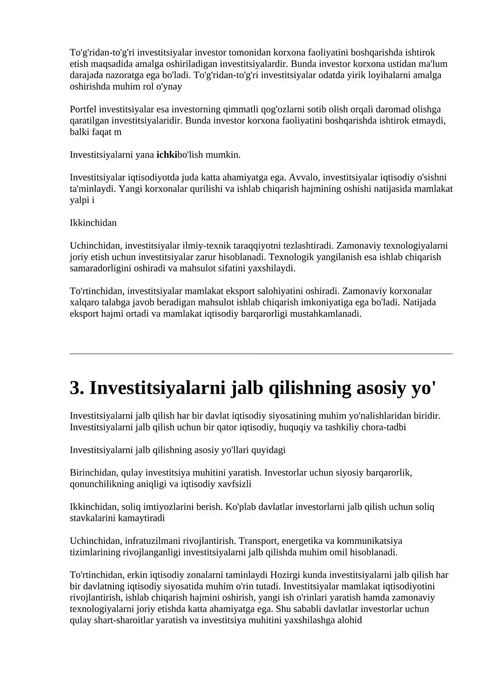 INVESTITSIYALAR MOHIYATI VA INVESTITSIYALARNI JALB QILISH YO’LLARI 4