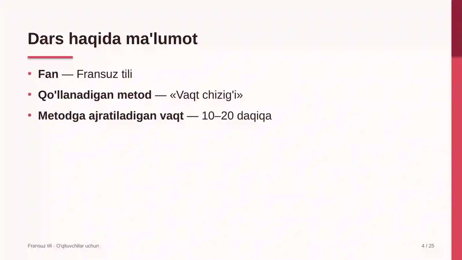 fransuz tili darslarida vaqt chizig'i metodidan foydalanish 5587 4