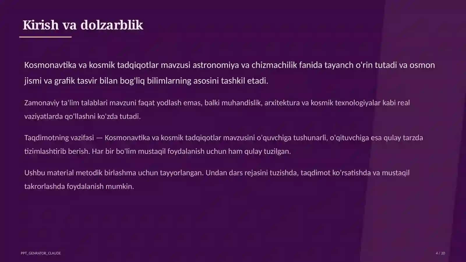 Kosmonavtika va kosmik tadqiqotlar (11-sinf) 4