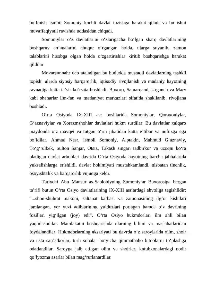 IX-XII ASRLAR FAN VA MADANIYATNING YUKSALISHINI TA’MINLAGAN SHART-SHAROITLAR 4