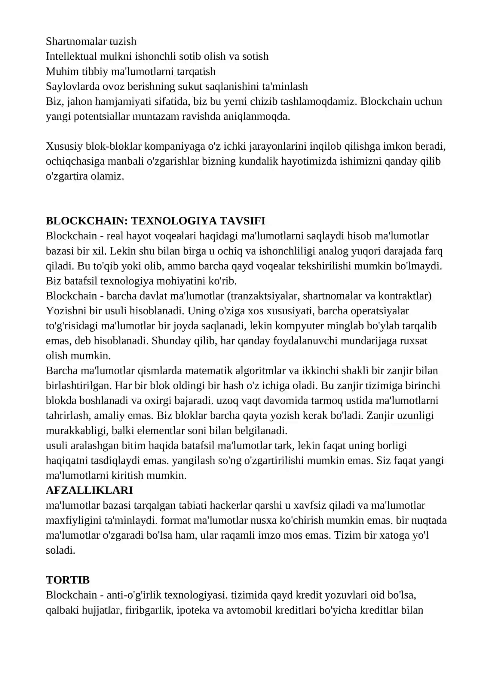 Blokcheyn texnologiyasi va undan foydalanish yo’llari 4