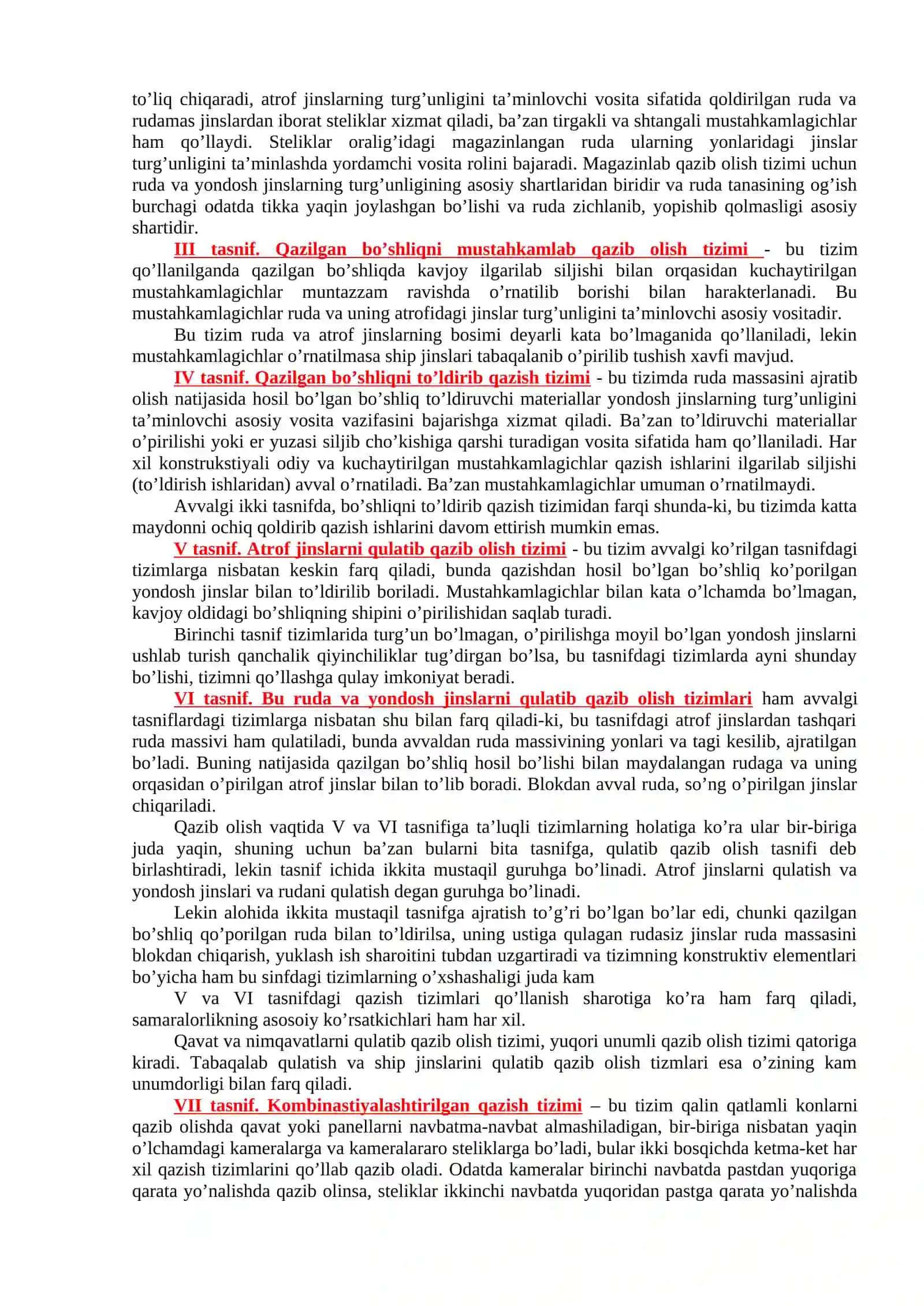 Qazib olish tizimini xarakterlovchi eng muhim belgilarini o’rganish 4