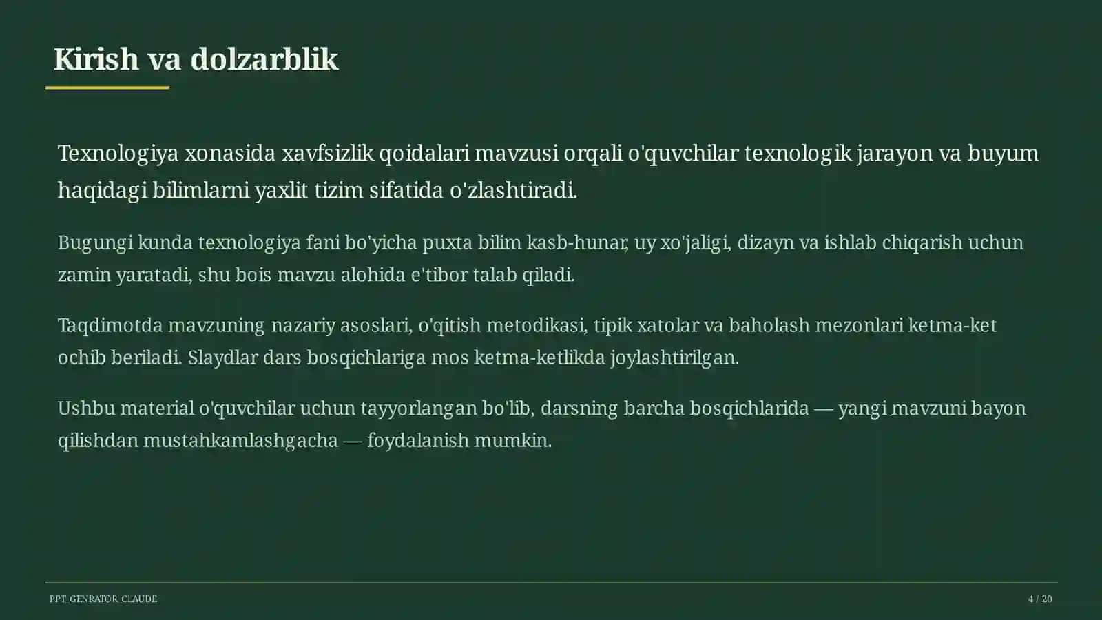 Texnologiya xonasida xavfsizlik qoidalari (5-sinf) 4