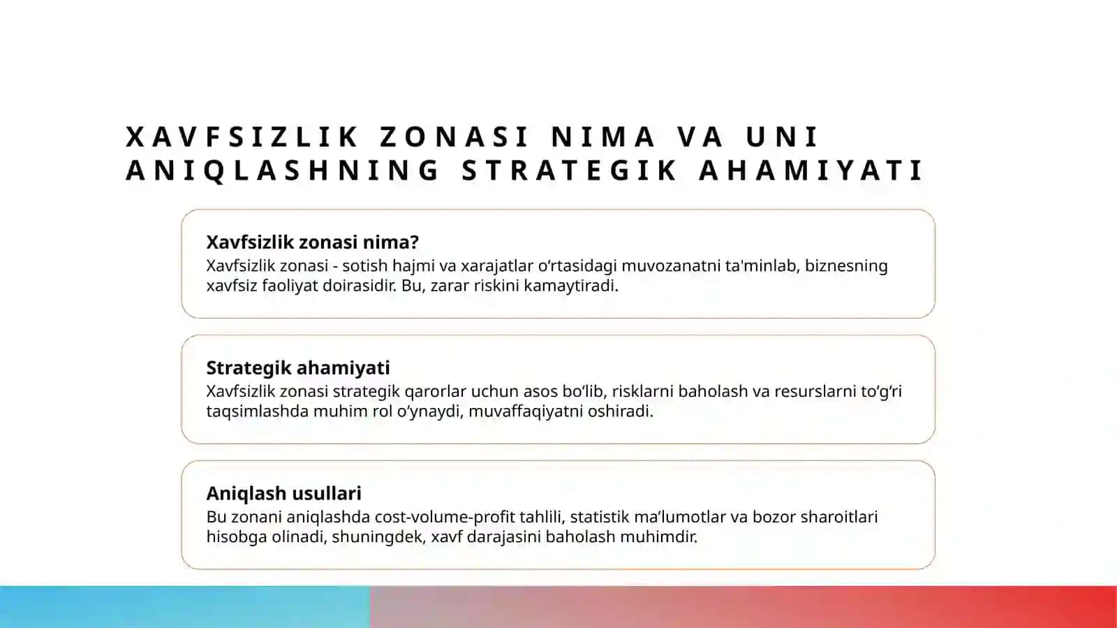 Zararsizlik hajmi va xavfsizlik zonasi tahlili PPT | Break-even va risk tahlili prezentatsiya 4