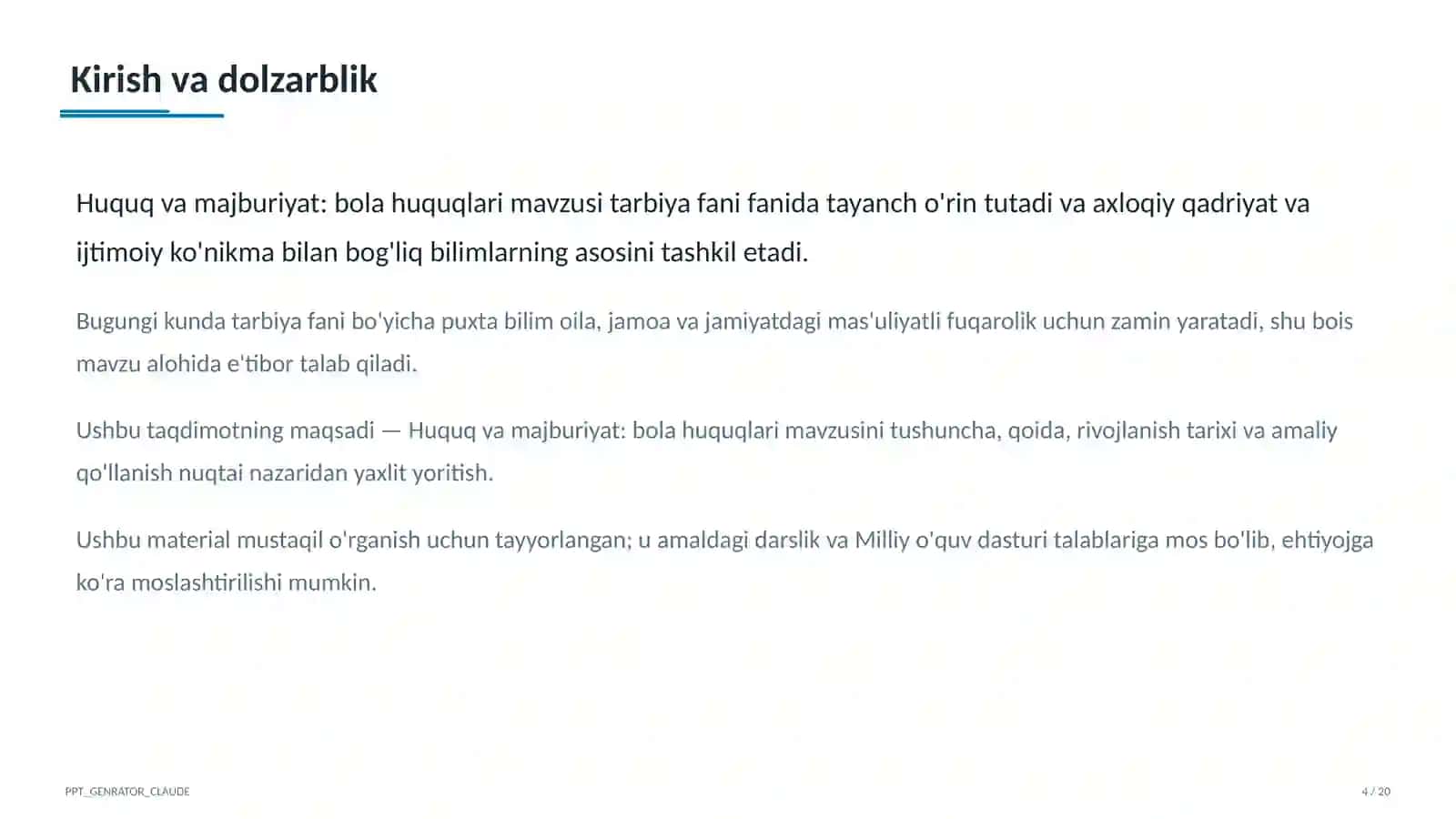 Huquq va majburiyat: bola huquqlari (8-sinf) 4