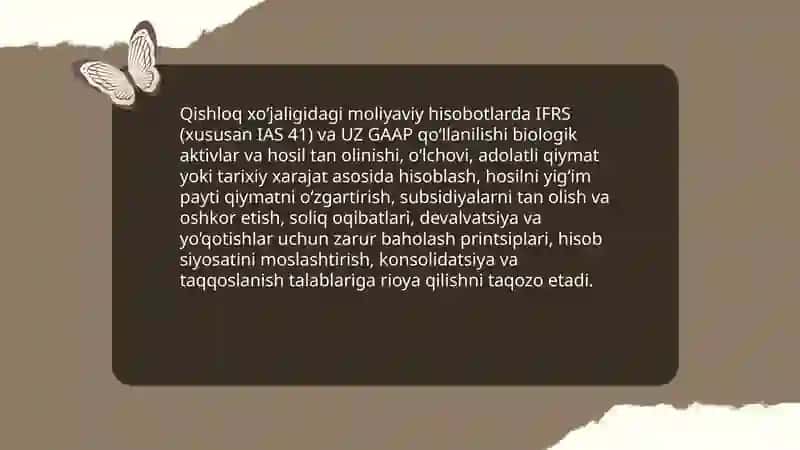 Qishloq xo'jaligida moliyaviy hisobotni tuzishda professional mulohazalar 4