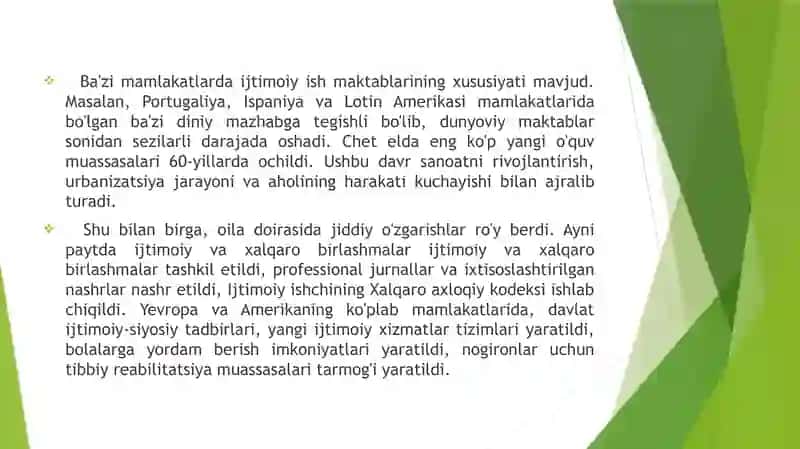 Chet elda ijtimoiy ish asoslari 4