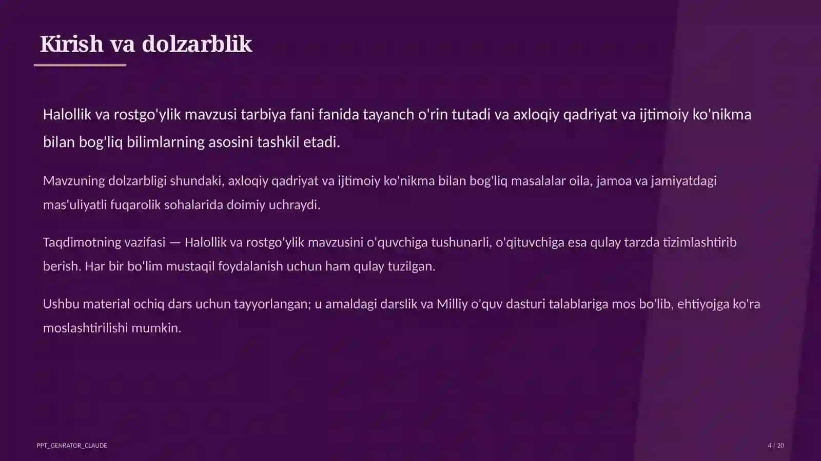 Halollik va rostgo'ylik (2-sinf) 4