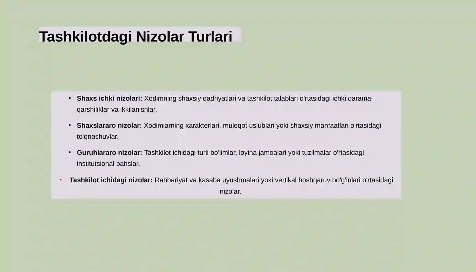 Tashkilotdagi Nizolar va Stresslar 4