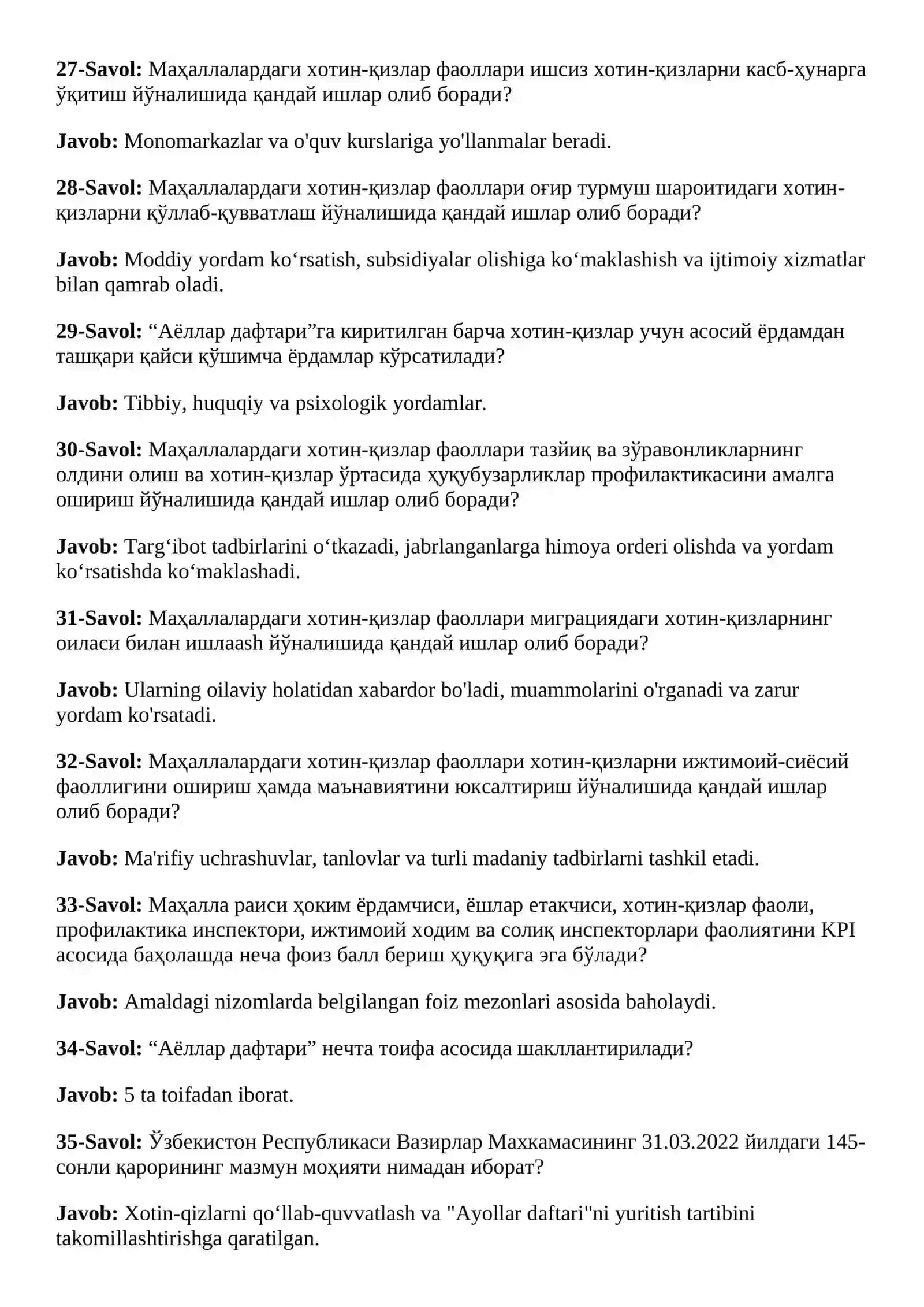 AGROS suhbat savollari javobi bn 2026 yil (Маҳалла хотин-қизлар фаоли) 4