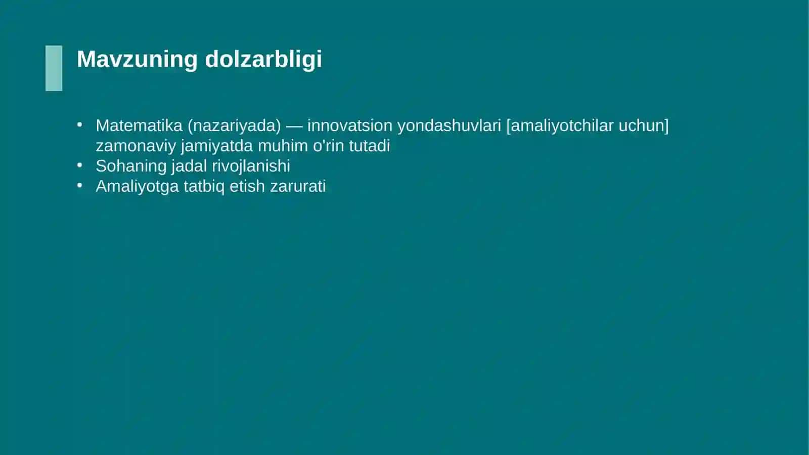 Matematika (nazariyada) — innovatsion yondashuvlari [amaliyotchilar uchun] 4