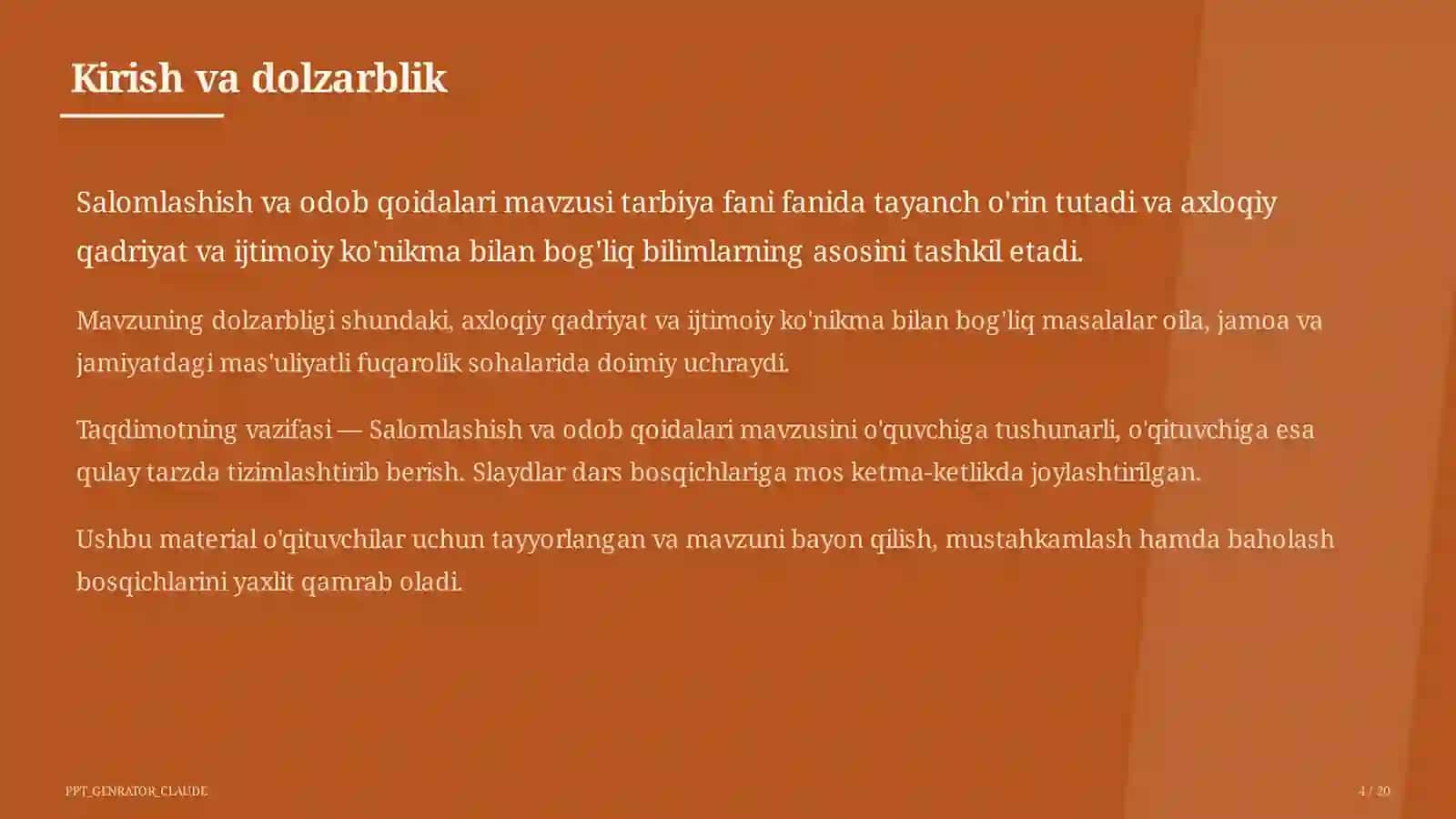 Salomlashish va odob qoidalari (1-sinf) 4