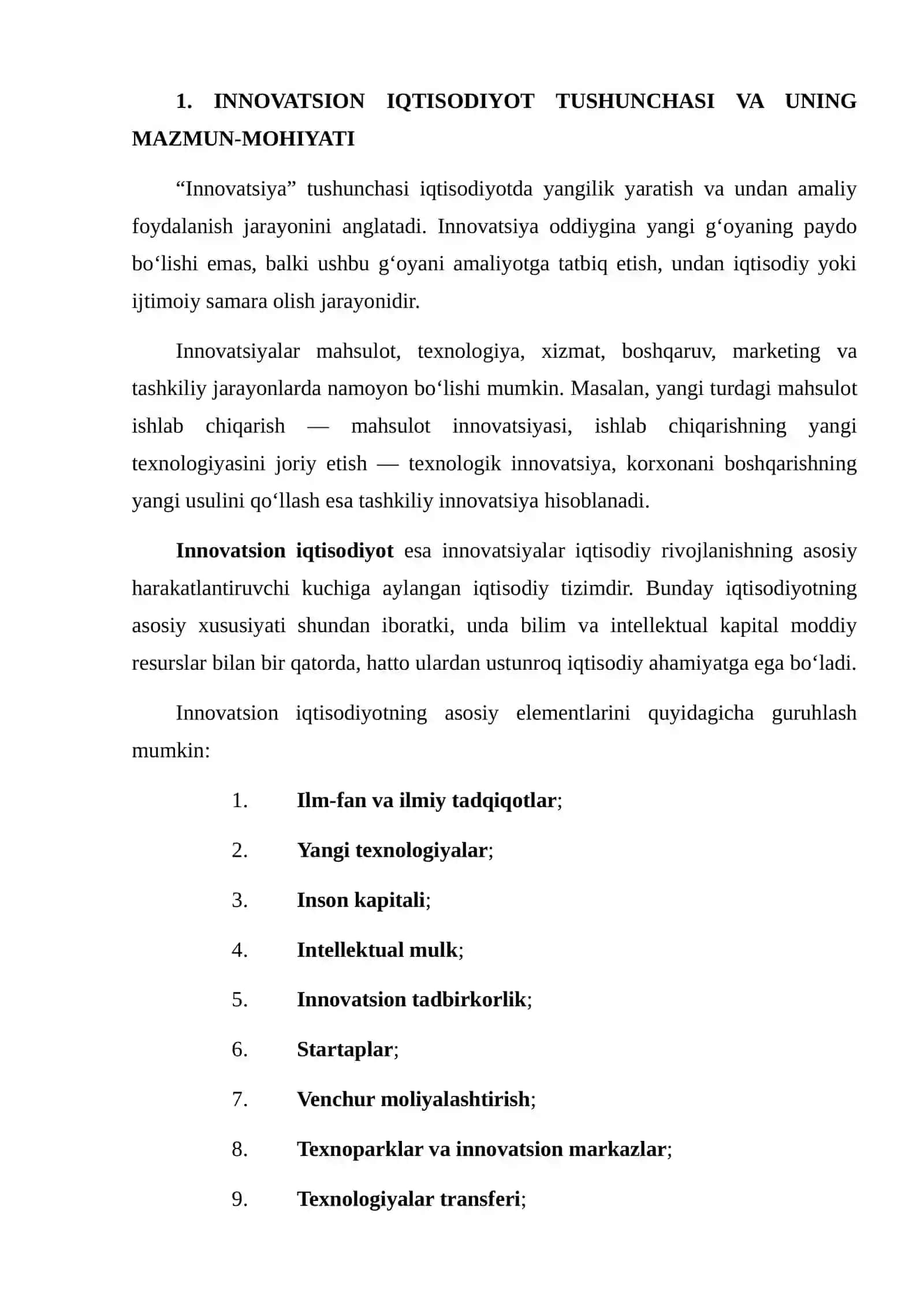 Innovatsion iqtisodiyotni shakllanish bosqichlari 4