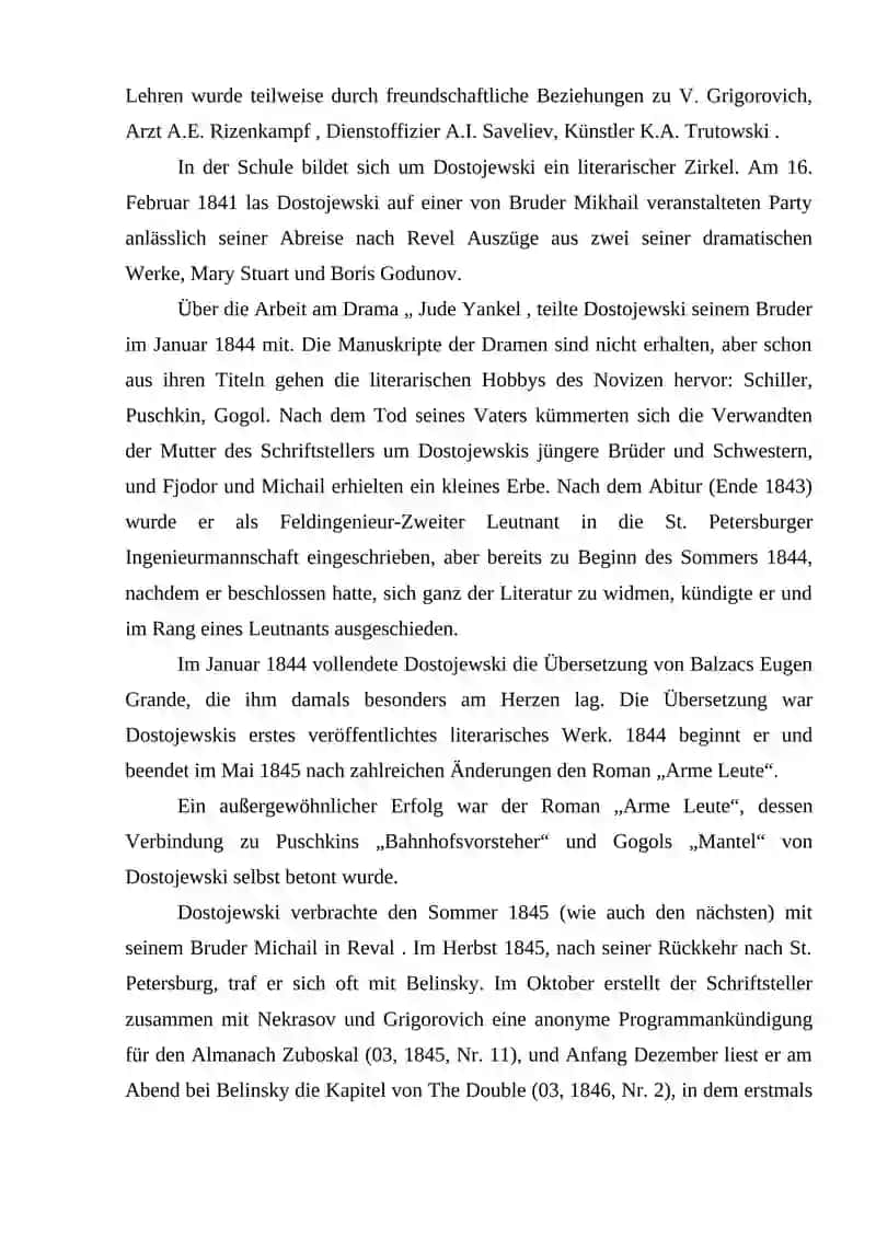 Lebensweg und Schaffen von M. F. Dostojewski 4