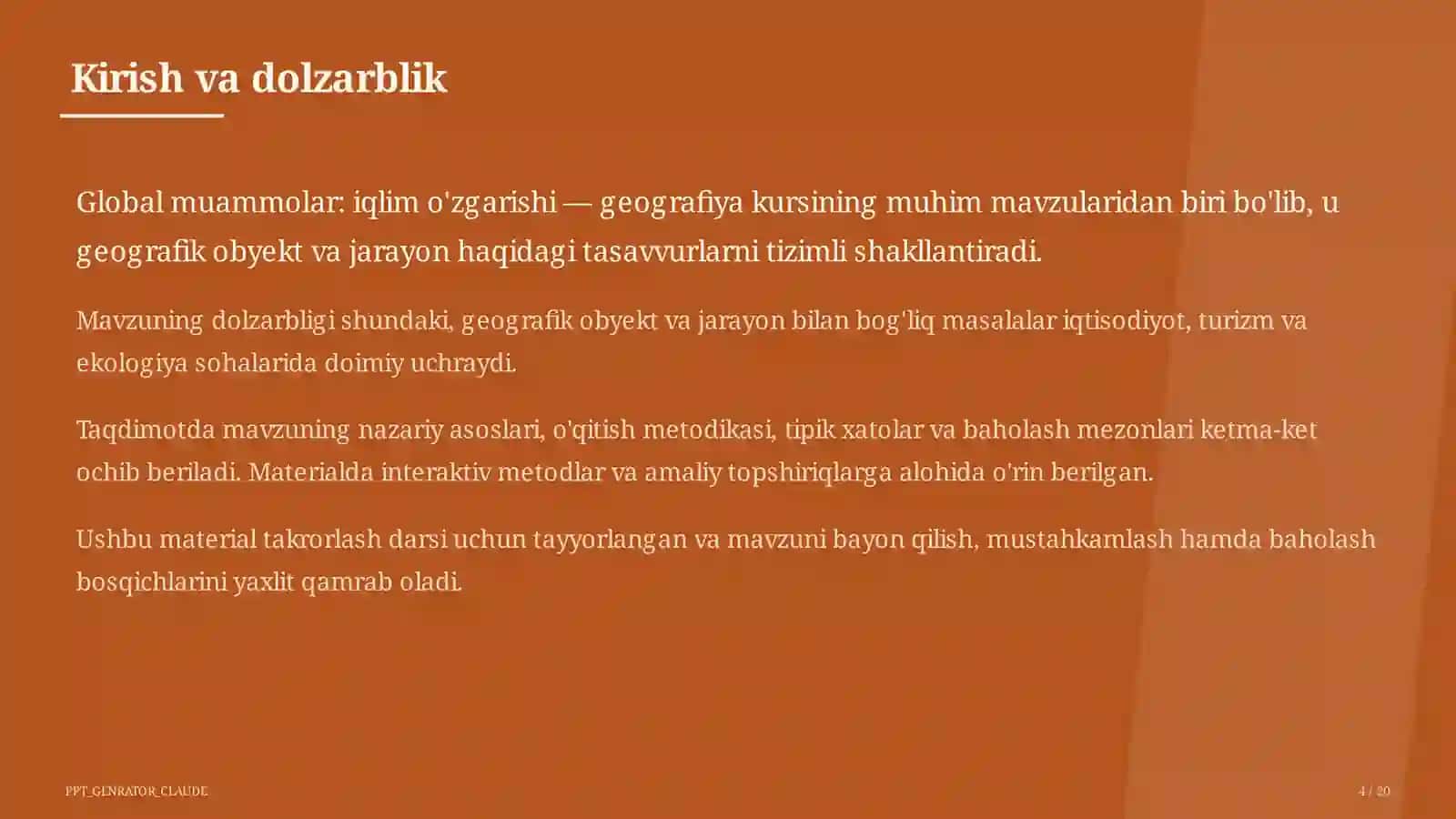 Global muammolar: iqlim o'zgarishi (11-sinf) 4