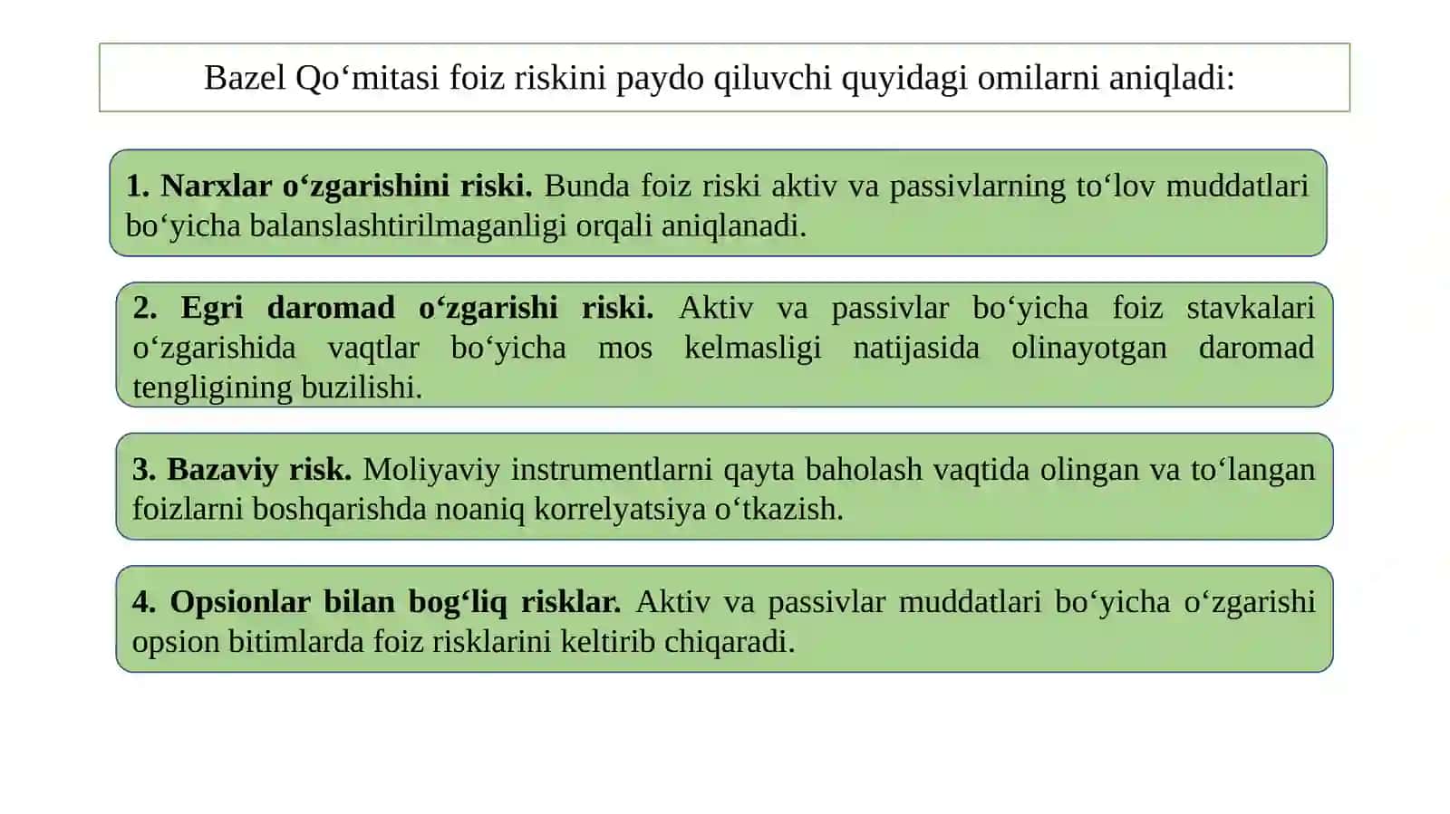 Foiz riskini boshqarish 4