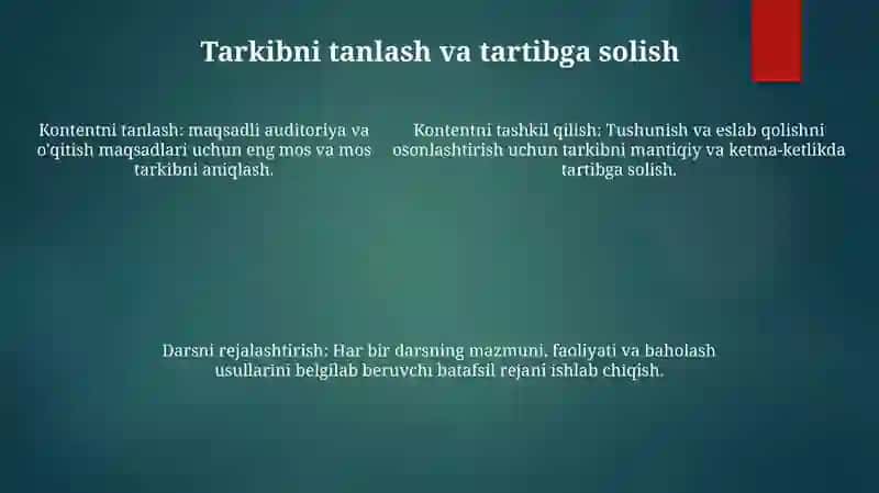 Kimyo Fanini Oqitish Jarayonini Tashkil Etishni Rejalashtirish 4