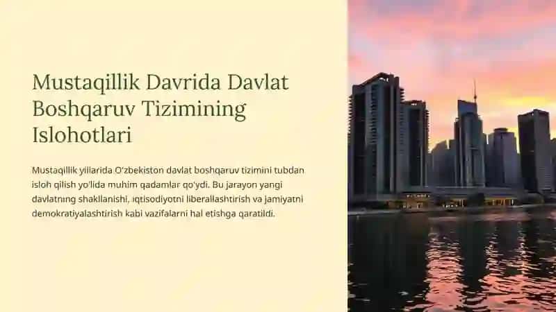 MUSTAQILLIK YILLARIDA DAVLAT BOSHQARUV TIZIMIDA AMALGA OSHIRILGAN ISLOHOTLAR 4
