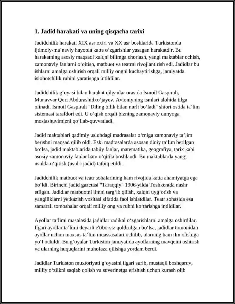JADID MA’RIFATPARVARLARI XIX–XX ASRLARDA TURKISTONNING IJTIMOIY-MA’NAVIY HAYOTIDA KATTA O‘ZGARISHLAR YASADI 4